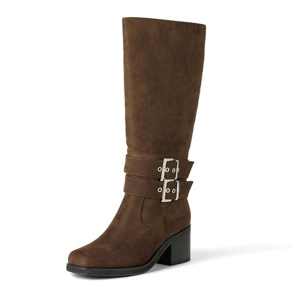 The Drop Women's Sage suede Tall Biker Boots size 8 with Buckles - Picture 1 of 8